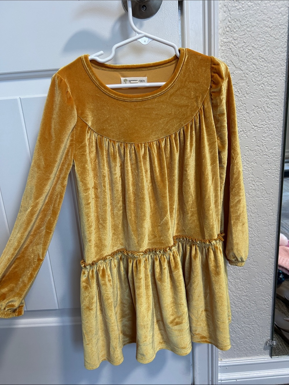 Tucker + Tate Mustard Velvet Long-Sleeve Dress